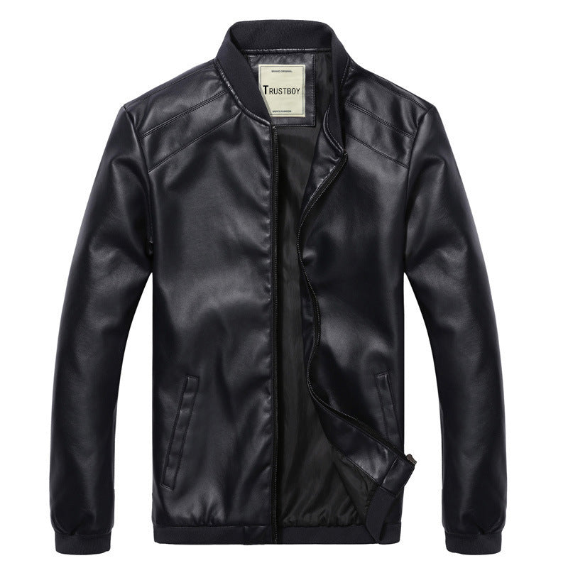 Mens Slim-Fit Stylish Leather Jacket In Korean Style