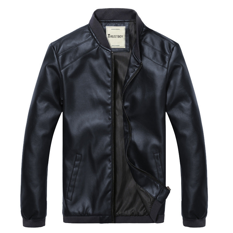 Mens Slim-Fit Stylish Leather Jacket In Korean Style