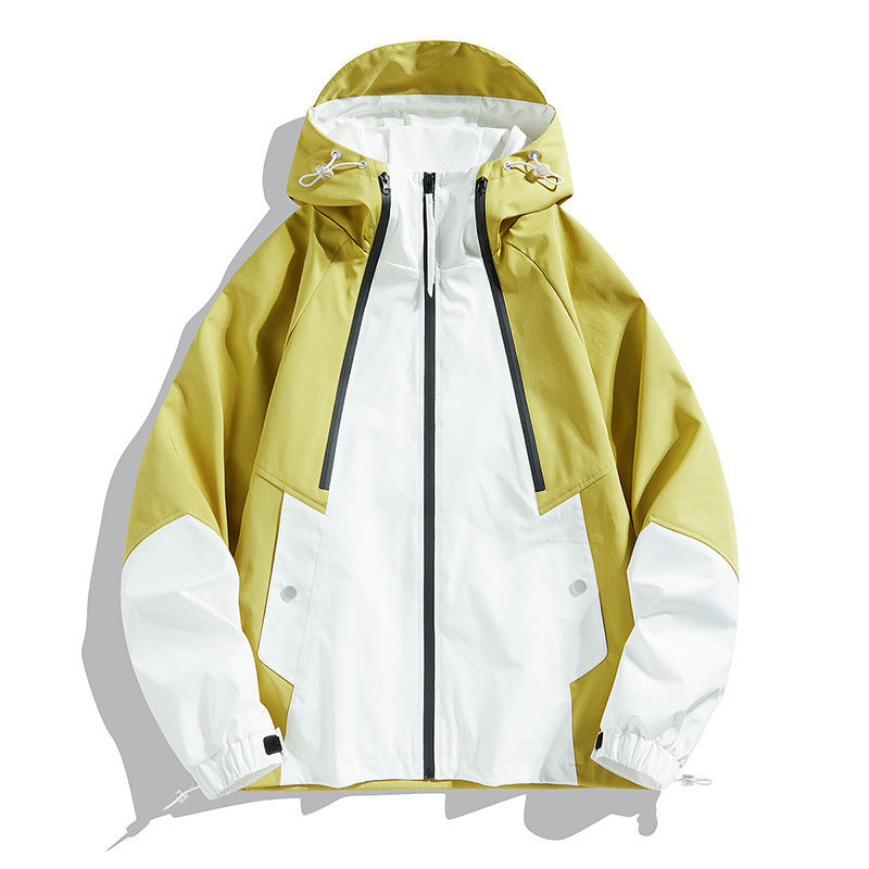 Mens SpringAutumn Outdoor Windproof And Waterproof Loose Casual Color-Block Bomber Jacket For Couples