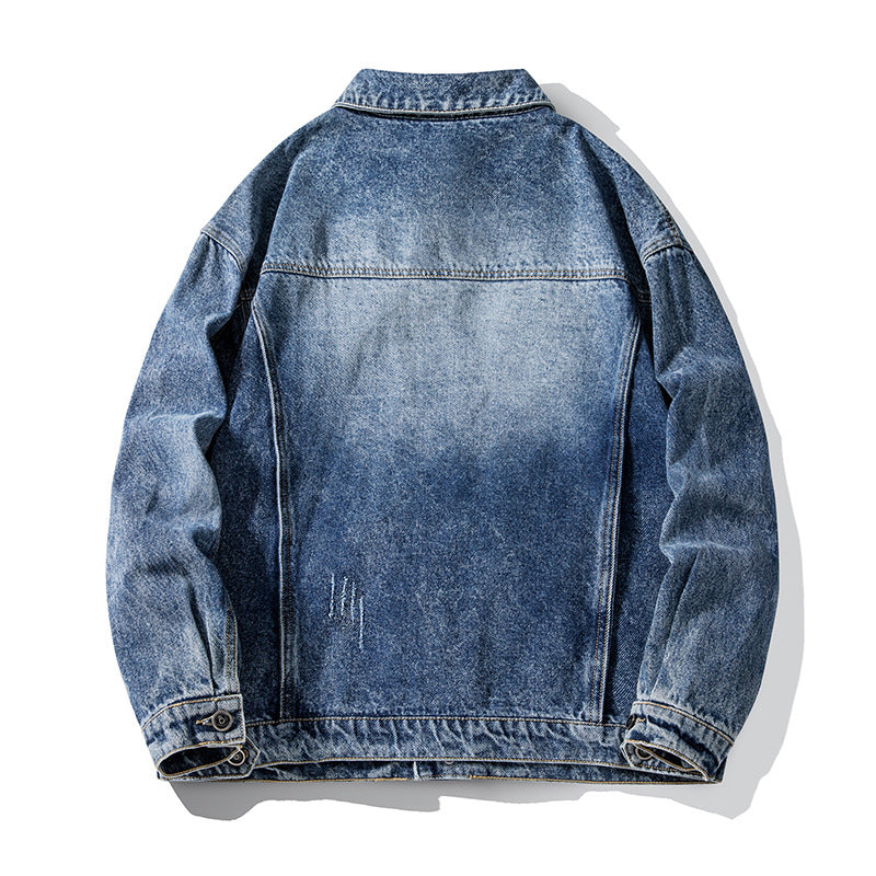 Heavyweight Relaxed-fit Denim Work Jacket In A Vintage American Style