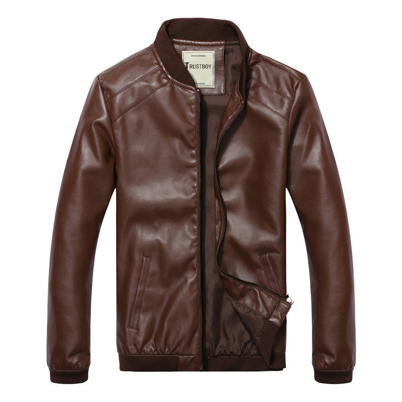 Mens Slim-Fit Stylish Leather Jacket In Korean Style