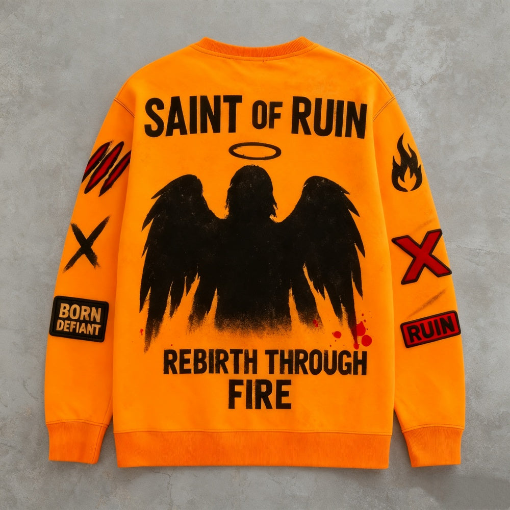 Mens Oversized, Loose-fit Pullover Sweatshirt With Long Sleeves